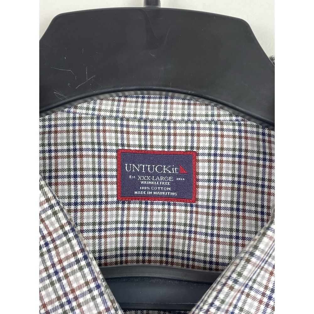 UNTUCKit Vinchenzo Wrinkle Free Shirt Men's 3XL Multi White Check Cotton Casual - Picture 4 of 8